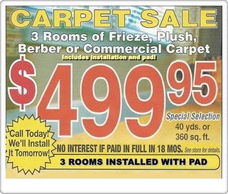 Our carpet sale 40 sy for 499 installed