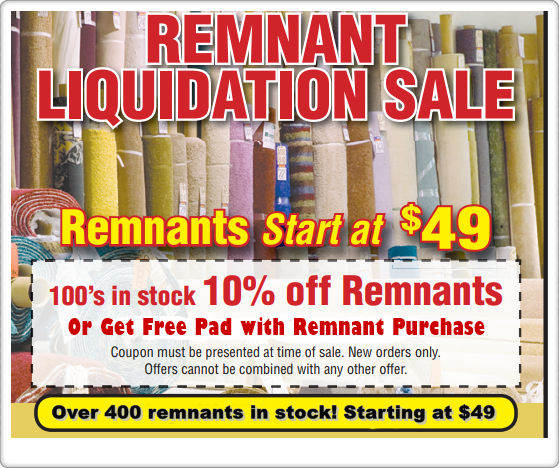 Our new remnant sale Ad for Feb 2018